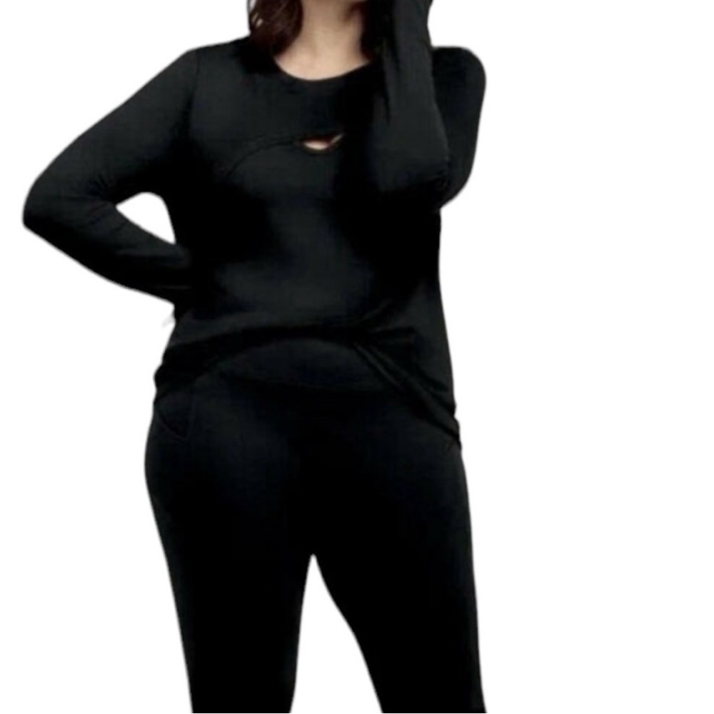 CAbi Peekaboo Tee Black Long-sleeve Size M